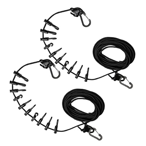 Ciieeo 2Pcs Windproof Outdoor Clothes Drying Rope Multi Purpose Camping Clothesline for Travel Lightweight and Portable Clothesline for Gardens Garages and Sheds Black