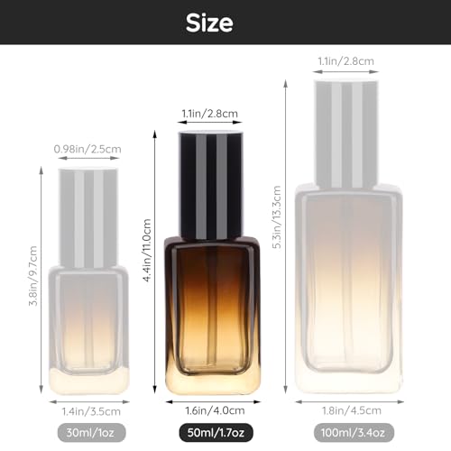 Segbeauty 2pcs 50ml Empty Refillable Glass Pump Bottle, 1.69oz Glass Containers Dispenser Gradient Brown Empty Bottles Travel Size Lotion Bottle with Pump for Essential Oil Blends Cream Lotion4