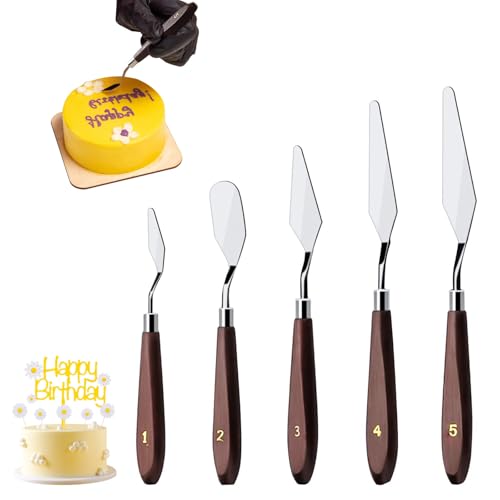 5 Piezas Spátulas Crema Pasteles, Crema Espátula Juego De Paletas, Espátula para Decoración de Pasteles, Paletas para Untar para Pasteles, Pasteles Juego De Raspadores Mezclar, Espátula