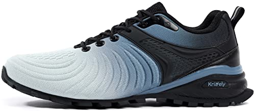 Kricely Men's Walking Shoes Lightweight Breathable Fashion Sneakers Athletic Gym Sports Trail Running Shoes（Blue 8） #TOP5