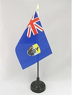 AZ FLAG - Saint Helena Table Flag 4'' x 6'' - Saint Helenian Mini Desk Flag 100% Polyester 15 x 10 cm with 10'' Pole - Golden Spear