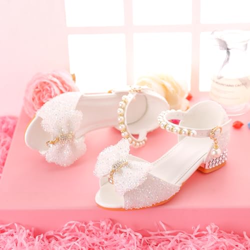 LongitudinalhorseSparkle Princess Sandals for Girls 3-12, Glitter Dress Shoes with Rhinestone Bowknots, Soft Soles Party Shoes for Toddler Kids Christmas Pageant Wedding Party3