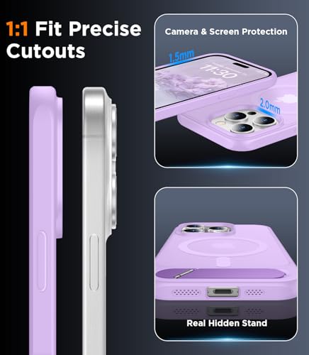 Image of Magnetic Compatible with iPhone 15 Pro Max Case, [Built-in Invisible Kickstand][Compatible with MagSafe][Military Grade Shockproof] Slim Translucent Matte Phone Case for iPhone 15 Pro Max 6.7 inch