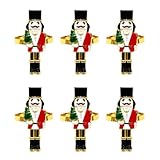 Kaeltsyn Servilleteros de metal resistente con forma de cascanueces de Navidad, accesorios de vajilla de Navidad, decoración de cena, servilleteros