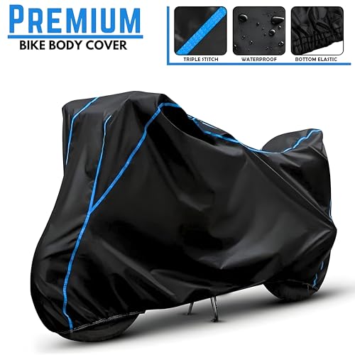 Image of Kerwa Waterproof Bike Cover Compatible with TVS Apache RTR 160 | Dust Proof, UV-Resistant, All-Weather Protection Bike Body Cover, Windproof Elastic Bottom