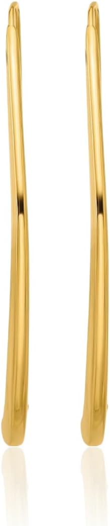 IceCarats 18K Yellow Gold Graduated Oval Wire Threader Earrings 63.7mm 2 1/2 inch Lightweight, Polished For Her