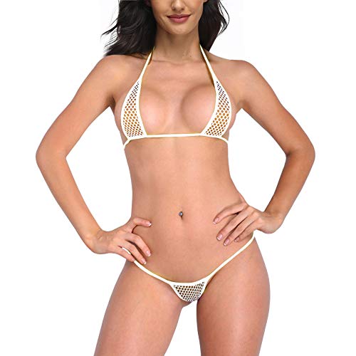 SHERRYLO Fishnet Micro Bikini Sexy Mesh Extreme Mini Bikinis with G String Bottom