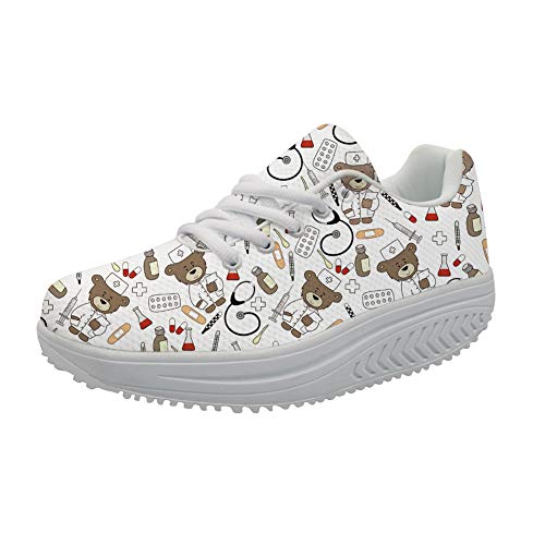 Showudesigns Travail infirmière Mode Compensées Basket Femmes Minceur Chaussures Running Légère Chaussure de Course Fitness Sport Respirant Sneaker EU 41