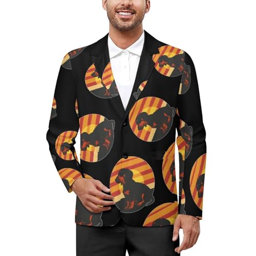 Dachshunds Vintage Sunset Men's Suits Dress Business Formal Suit Print Jackets Coat for Wedding Party