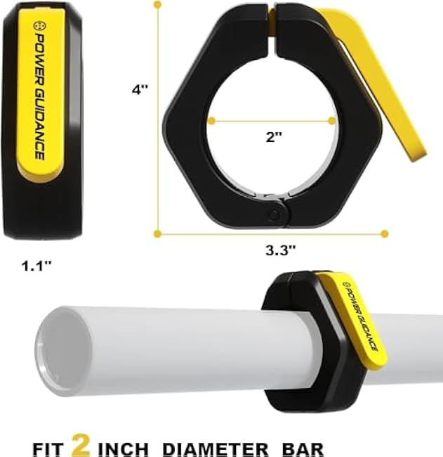 POWER GUIDANCE Magnetic Barbell Collars Barbell Clips,2 inch Olympic Barbell Clamps,Weight Clamps Quick Release Barbell Collar for Workout Weightlifting,Olympic Lifts and Strength Training