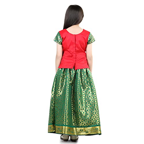 Kids Half Sleeve South Indian Traditional Pavda Pattu Lehenga Choli Pooja Special Baby Girls Ethnic Party Wear4