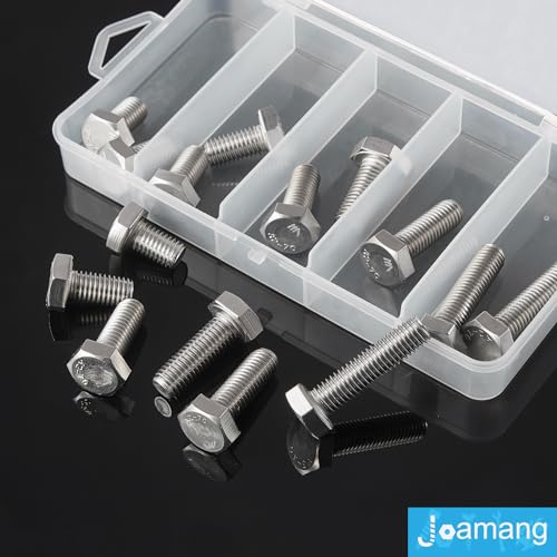 Image of M10 x 20mm 25mm 30mm 35mm 40mm Hex Bolts, Hexagon Head Screws, 304 Stainless Steel(A2-70), Metric Fully Thread, Bright Finish, Assortment Kit 15PCS