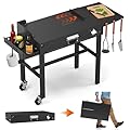 Portable Grill Table for Blackstone Griddle, 31" W x 17" D Folding Grill Cart Griddle Stand,Adjustable Table with Paper Towel Holder, Fit 17"/22"/32 "Griddle Large Space