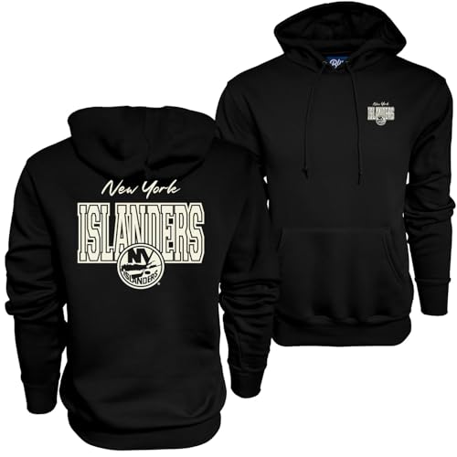 Blue 84 New York Islanders NHL Officially Licensed Hooded Sweatshirt Pop Echo Black, Large