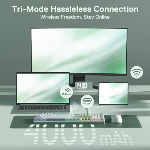 Image of Redragon K761 Wireless Gasket Gaming Keyboard w /Hype Screen & Knob, 104 Keys Mechanical Keyboard, Easy-Control 1.26'' TFT Info Display, 5-Layer Noise Dampening, Custom Linear Switch, Jade Cloud Color