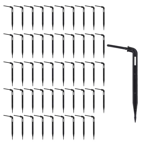 THXFUNAREA Arrosage Goutte à Goutte Goutteurs Coude 4/7 mm Piquets Irrigation Goutte à Goutte 10 cm Emetteurs Arrosage Jardin Systeme Irrigation 50 Pieces Noir