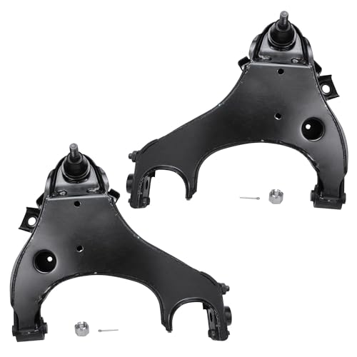 Image of Detroit Axle - 6pc Front Control Arms Tie Rods for 2000-2004 Nissan Frontier Xterra, 4 Upper and Lower Control Arms 2 Outer Tie Rod Ends 2001 2002 2003 Replacement