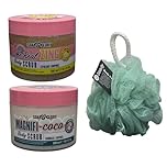 Soap Glory Body Care Bundle | The Real Zing Body Scrub 300ml & Magnifi - Coco Exfoliating Body Scrub 300ml | Smooth & Hydrate for Radiant Skin With Free Beauty Body Puff (Any Colour)