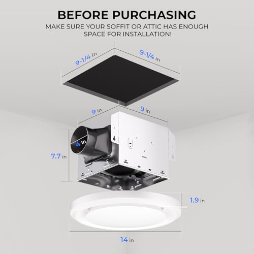 Image of Akicon Bathroom Exhaust Fan with Light & Humidity Sensor, 110 CFM 1.5 Sones Vent Fan with RGB, 3CCT Dimmable LED Light & Nightlight for Shower Room, Round, White, No Wall Switch Required