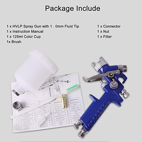 ROIIKETU Mini Paint Sprayer,HVLP Gravity Feed Spray Gun Kit with 125CC Cup & Nozzle 1.0MM Paint Sprayer for Fence,Touch-up Auto