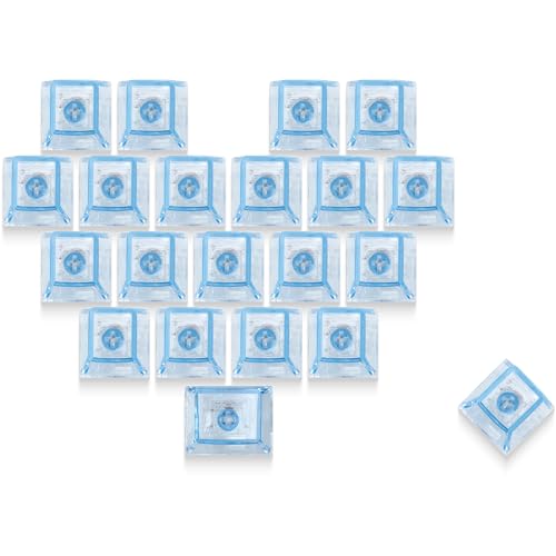 Image of GMKWTL XVX Blank Crystal Transparent Keycaps, PC Material Custom DIY Sweet Heart Keyboard Caps, Backlit Blue Candy Keycap Cherry Profile for MX Switches Mechanical Keyboard (21pcs)