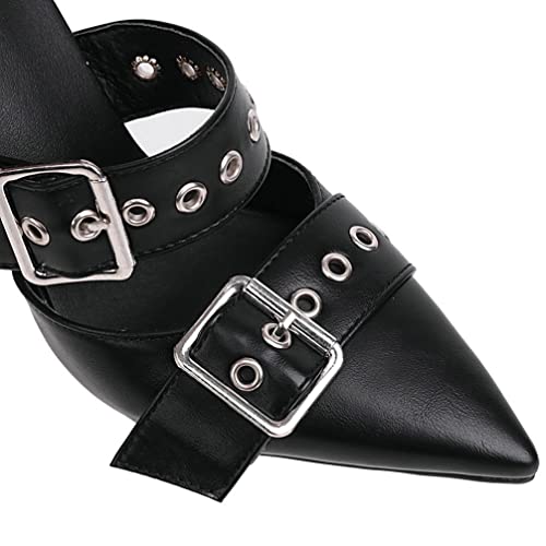 KOKOMOMO Womens Goth Pointed Toe Mary Jane Heels Multi Buckles Strappy Stiletto High Heeled Sandals Ankle Strap Pumps4