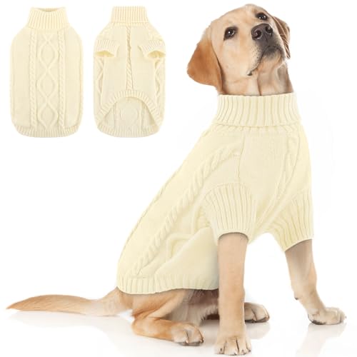 Image of Queenmore XXL Dog Sweater,Classic Knit Big Dog Christmas Sweater Turtleneck