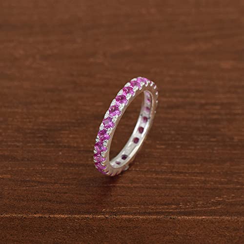 Buy AZURFA Pink Sapphire Gemstone 925 Sterling Silver Eternity Band