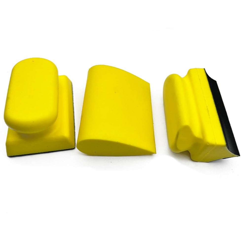 EasyByMall Juego de 9 bloques de lijado a mano, kit de lijadora de espuma contorneada para pulido de madera, reparación de automóviles, acabado de muebles y desbarbado