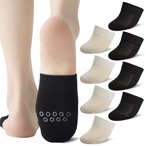 YFUNNLE 8 Pairs Toe Topper Socks for Women,No Show Liner Half Mule Socks with Grip Non Slip