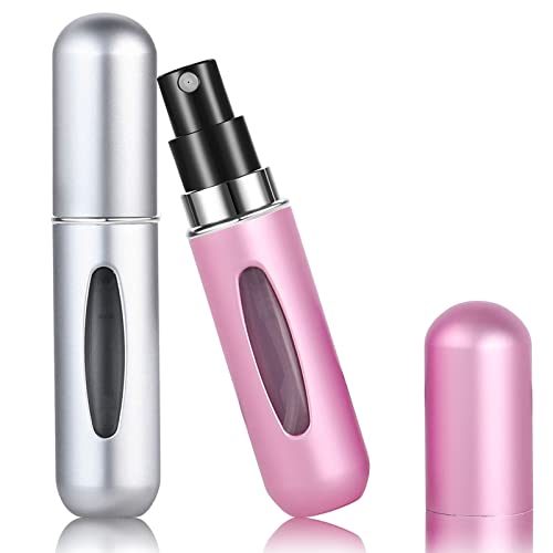 Perfume Atomiser Bottles, 5ml Refillable Spray Bottle Mini Underfill Empty Travel Bottle for Purse Handbag Pocket Luggage (2PCS)