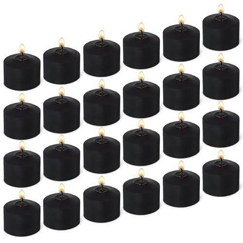 Bulk Pillar Candles - 24 Pack of 1.25 Inch, Black Candles for Kitchen, Spa, Lantern, Mantel, Prayer and Emergency Shelter