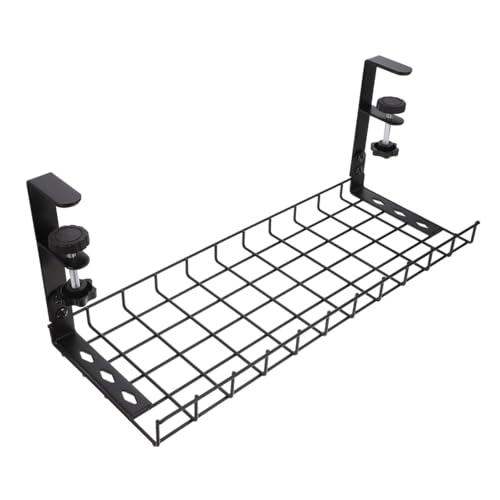 Baluue Bandeja Organizador de Cables para Escritorio Sin Taladro Gran Capacidad 500mm Negro Soporte para Cables para Oficina
