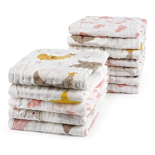Viviland Toallas de Muselina para bebés, Toalla de baño de algodón, Toallitas faciales para recién Nacidos, Regalo para Baby Shower, 30 x 30 cm Cover