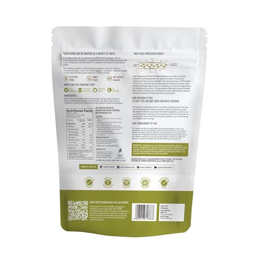 Image of FUELLED Whey Protein Powder Concentrate & Isolate with 24 g Protein, 5 g BCAA (1 kg, 30 Servings) Lab Tested (Classic Thandai)