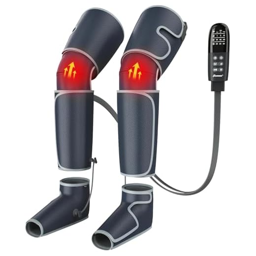 Leg Massager with Air Compression for Circulation & Muscles Relaxation, 2 Heat Levels Function, Feet Calf Thigh Massage Sequential Massager Device with Handheld Controller, 4 Modes 4 Intensities