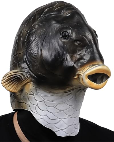 MOKRY PARTY Fish Mask Halloween Catfish Latex Animal Full Head Mask Realistic Fish Costume Party Cosplay Prop Adult