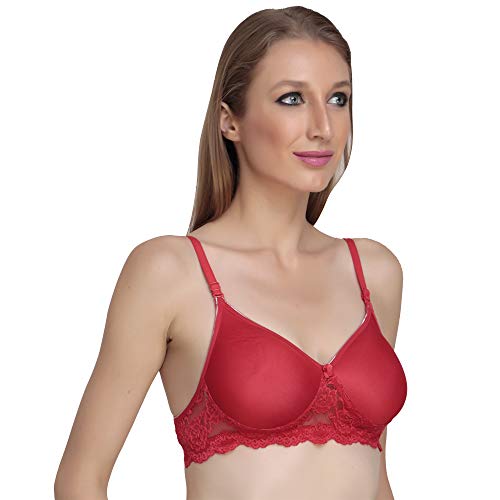 Image of Women Padded Bra - Made of Pure Cotton Full Coverage Non Wired Seamless Pushup Soft Cup for T-Shirt Saree Dress Sports Garment for Daily Use Everyday