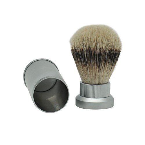Mini Size Portable Silvertip Badger Hair Travel Shaving Brush with Frosted Aluminum Tube