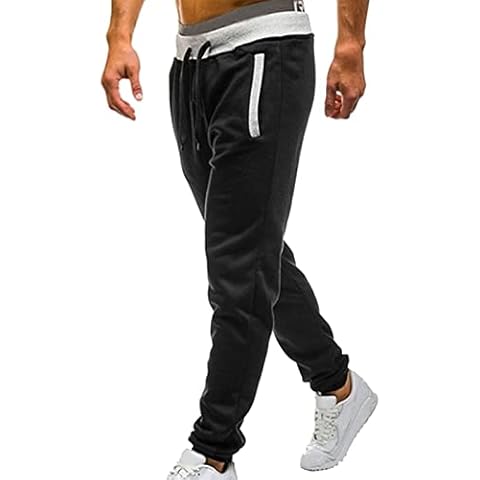 Szshaoye Skinny Joggers for Men Slim Fit Fleece, Mens Thick Fleece Sweatpants Sport Training Tapered Sweatpants(Black,XL) Cover