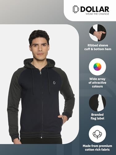 Image of Dollar Full Zip Hoodie Sweatshirt for Men | Premium Cotton Fleece, Winterwear Style, Comfortable & Warm | Pack of 1