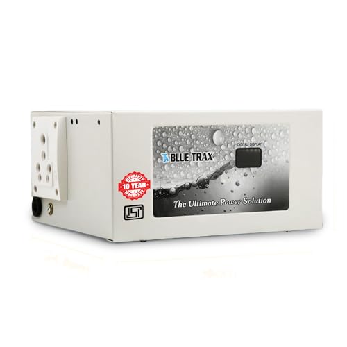 Image of BLUETRAX 1 KVA 800W Voltage Stabilizer | 70V-300V | Automatic Table Top Digital | for Washing Machine & Refrigerator 165-400L | ISI Certified |10 Years Warranty