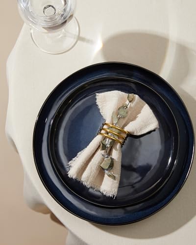 Image of Extra Large Dinnerware Set for 12, 36 Pieces Ceramic Plates and Bowls Set, Kitchen Dish Set, Microwave & Dishwasher Safe Dishware, Ocean-Inspired Stoneware for Big Gatherings, Starry Blue