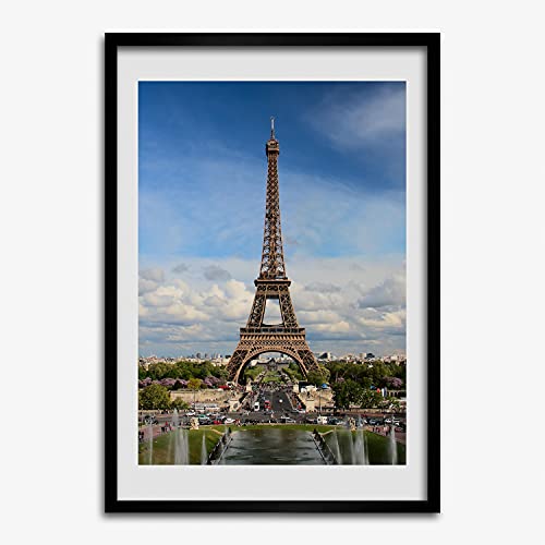 Cadre photo 70x100 cm en bois MDF avec affiche Tour Eiffel Paris pour salon
