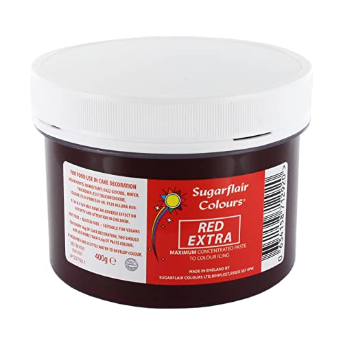 Sugarflair Maximum Concentrated Paste Colour Red, Colorante para Mazapán y Pasta de azúcar, Colorante alimentario - 400g