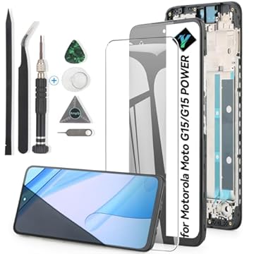 Tela de substituição para Motorola Moto G15 para Motorola Moto G15 Power XT2521-3/XT2521-5 Display LCD Touch Screen Digitalizador Assembléia com ferramentas (com moldura)