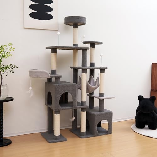 Árbol para Gatos 67in, Torre Rascador Multi-Niveles Gris miniatura 4