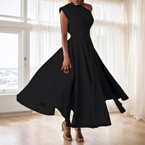 One Shoulder Dresses for Women Elegant Asymmetrical A Line Flowy Formal Evening Gowns Party Cocktail Dress3