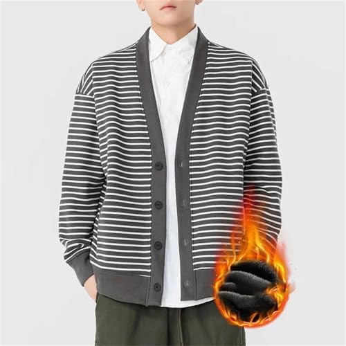 Men Knitted Cardigan Top Thicken Fleece Casual Sweaters Fashion Solid Clothing4