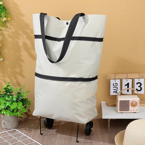 Bolsa de compra plegable con ruedas ajustables, carrito portátil de gran capacidad resistente 7